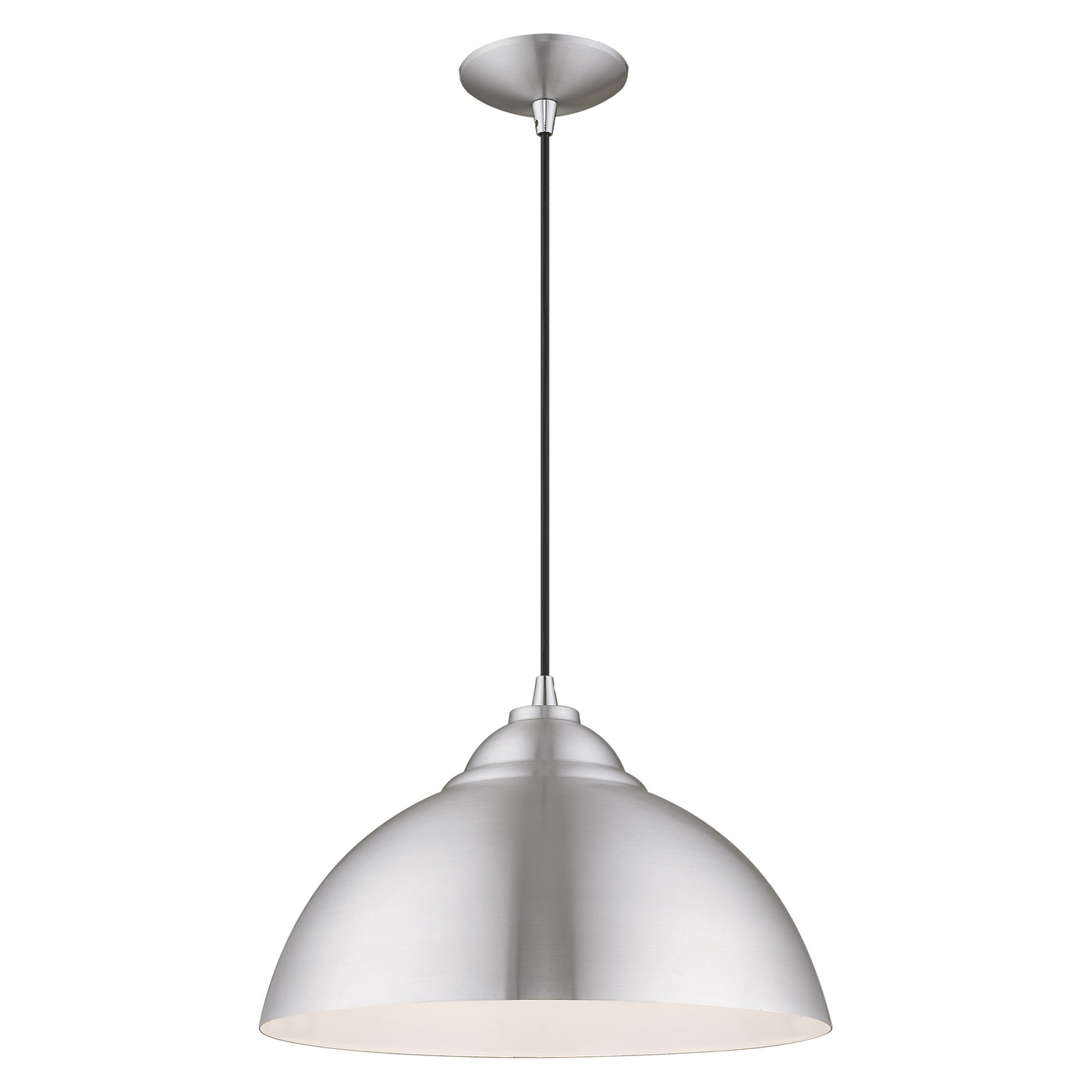 1 Light Brushed Aluminum Single Pendant Pendant Livex