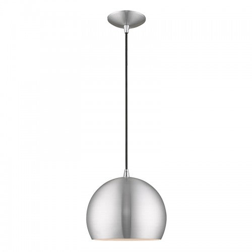 1 Light Brushed Aluminum Single Pendant Pendant Livex