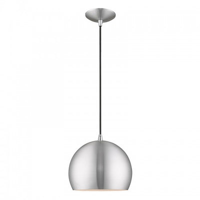 1 Light Brushed Aluminum Single Pendant Pendant Livex