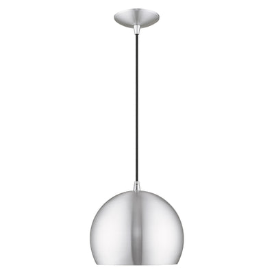 1 Light Brushed Aluminum Single Pendant Pendant Livex