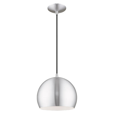 1 Light Brushed Aluminum Single Pendant Pendant Livex