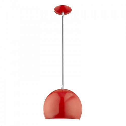 1 Light Shiny Red Single Pendant Pendant Livex