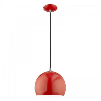 1 Light Shiny Red Single Pendant Pendant Livex