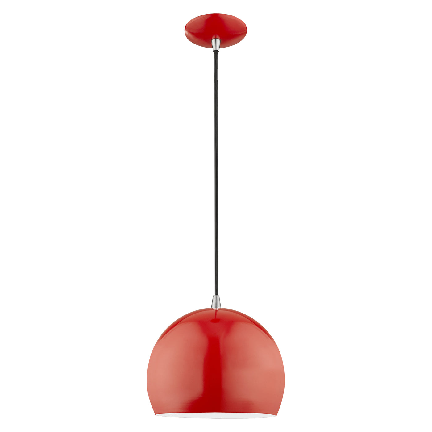 1 Light Shiny Red Single Pendant Pendant Livex