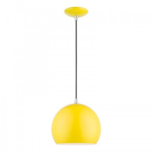 1 Light Shiny Yellow with Polished Chrome Accents Globe Pendant Pendant Livex