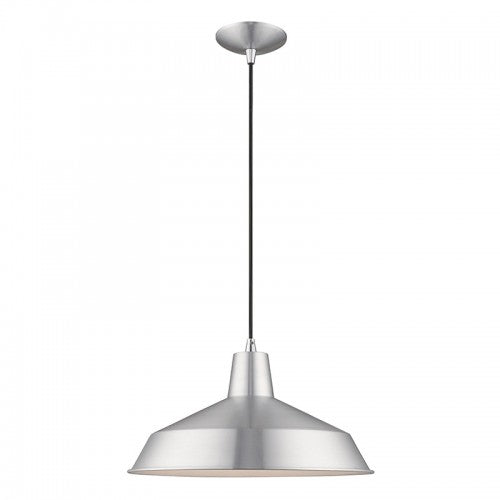 1 Light Brushed Aluminum Single Pendant Pendant Livex