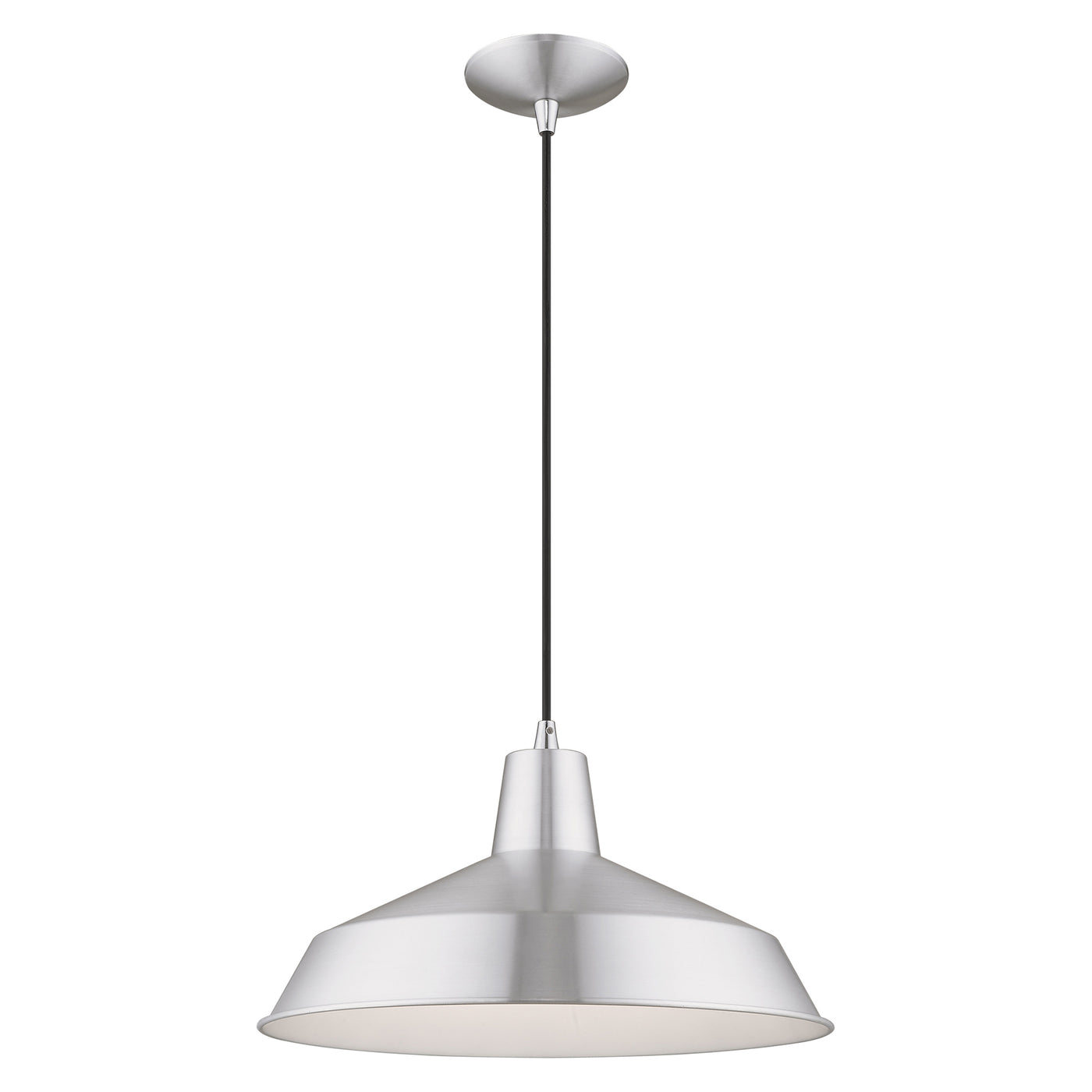 1 Light Brushed Aluminum Single Pendant Pendant Livex