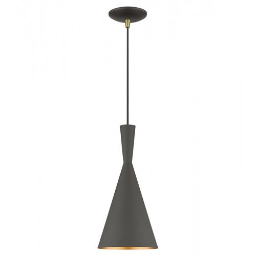 1 Light Bronze Pendant with Antique Brass Finish Accents Pendant Livex