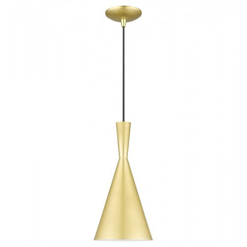 1 Light Soft Gold Pendant with Polished Brass Finish Accents Pendant Livex