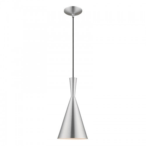 1 Light Brushed Aluminum Single Pendant Pendant Livex