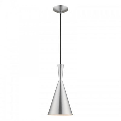 1 Light Brushed Aluminum Single Pendant Pendant Livex