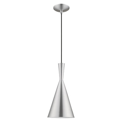 1 Light Brushed Aluminum Single Pendant Pendant Livex