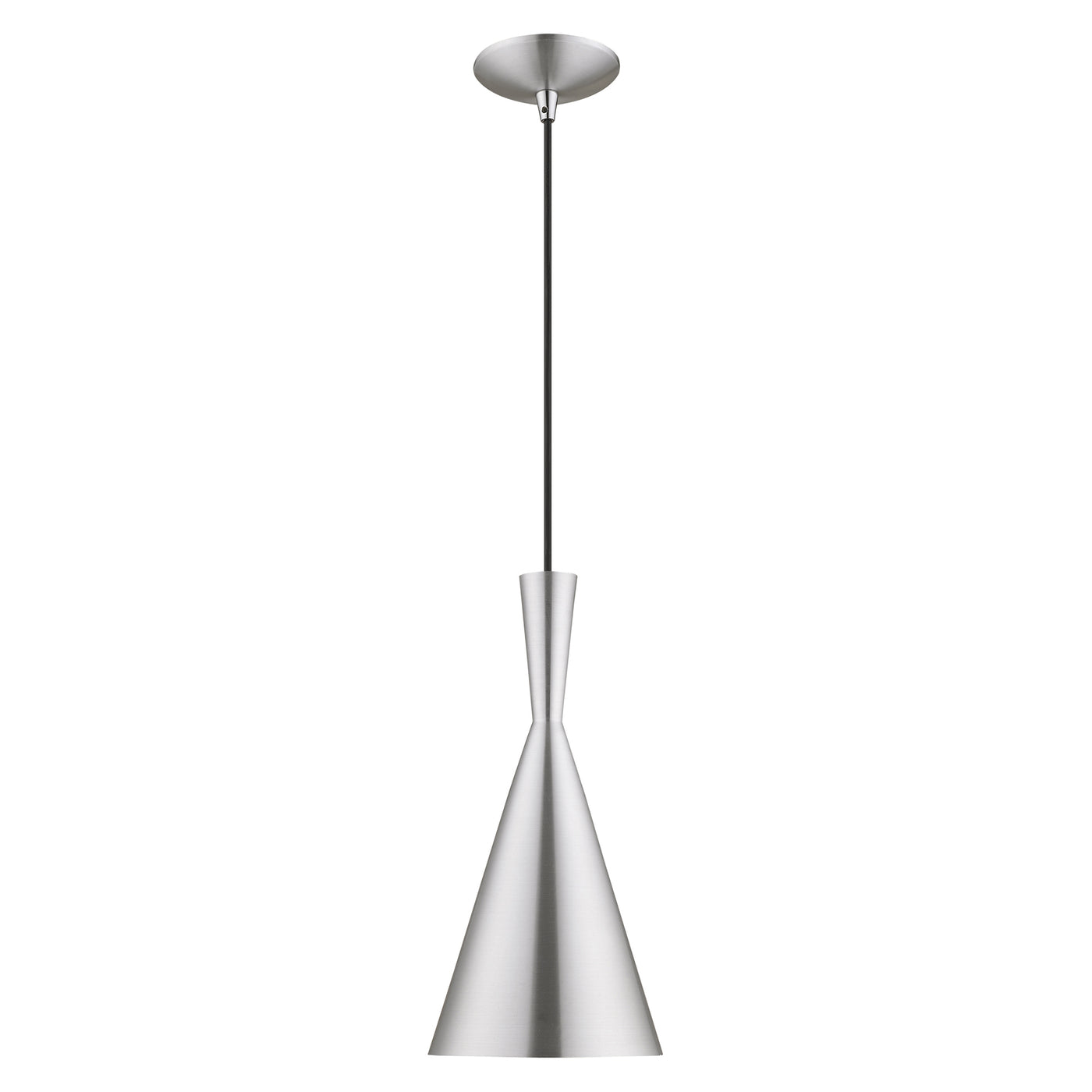 1 Light Brushed Aluminum Single Pendant Pendant Livex