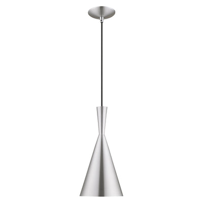 1 Light Brushed Aluminum Single Pendant Pendant Livex