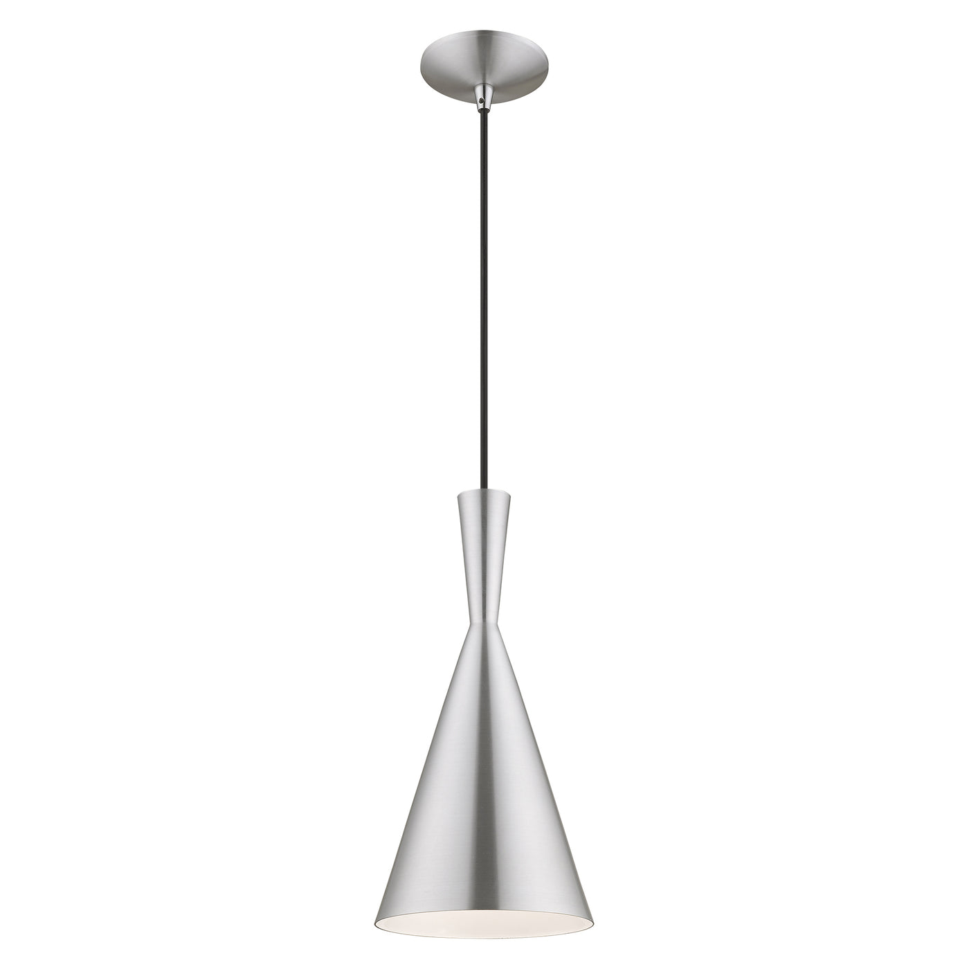 1 Light Brushed Aluminum Single Pendant Pendant Livex