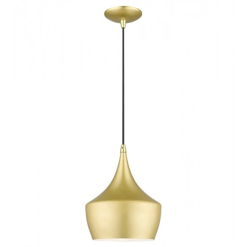 1 Light Soft Gold Pendant with Polished Brass Finish Accents Pendant Livex