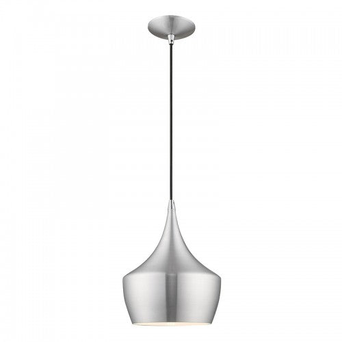 1 Light Brushed Aluminum Single Pendant Pendant Livex