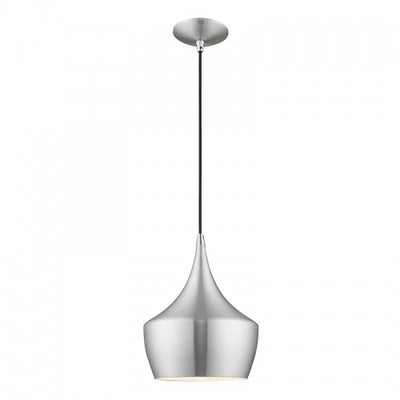 1 Light Brushed Aluminum Single Pendant Pendant Livex