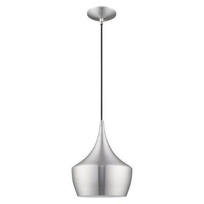 1 Light Brushed Aluminum Single Pendant Pendant Livex