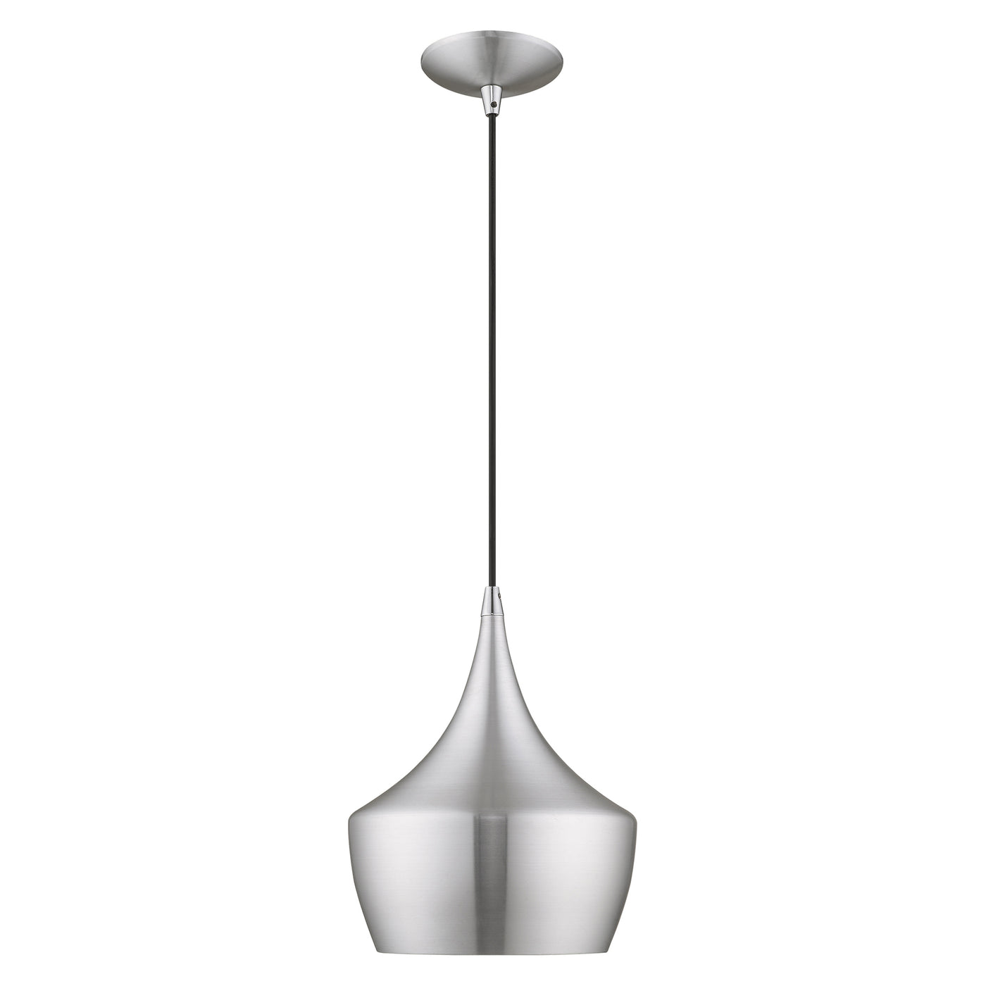 1 Light Brushed Aluminum Single Pendant Pendant Livex