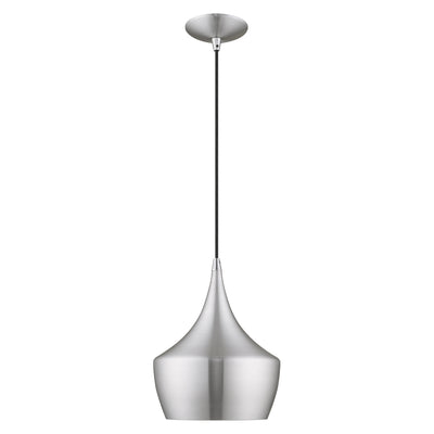 1 Light Brushed Aluminum Single Pendant Pendant Livex