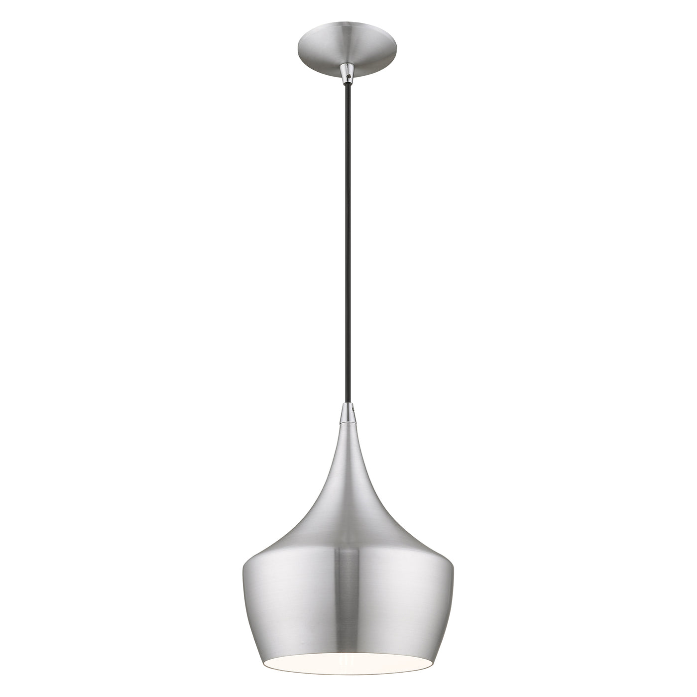 1 Light Brushed Aluminum Single Pendant Pendant Livex