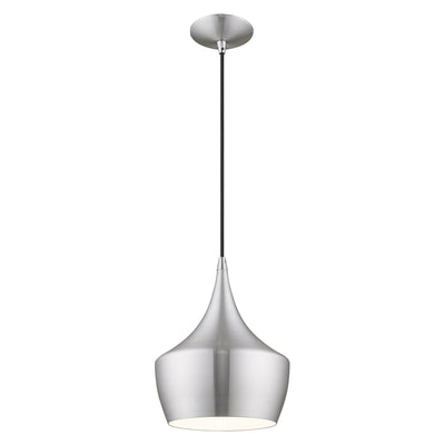 1 Light Brushed Aluminum Single Pendant Pendant Livex