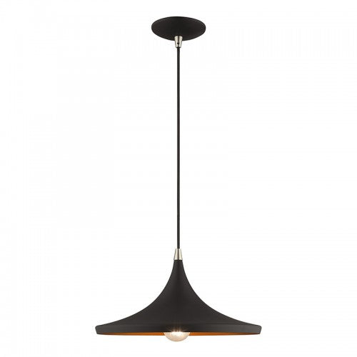 1 Light Black Single Pendant Pendant Livex