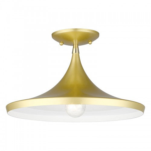 1 Light Soft Gold Semi-Flush with Polished Brass Finish Accents Semi Flush Livex