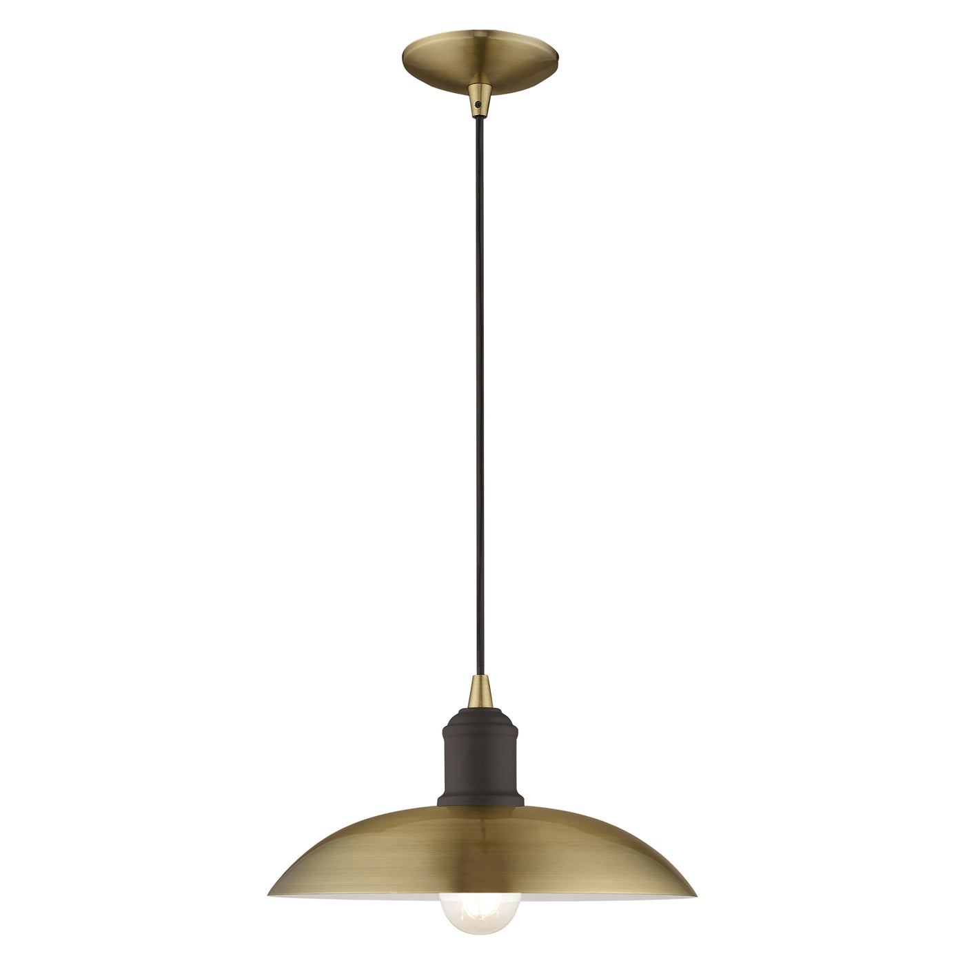 1 Light Antique Brass Single Pendant Pendant Livex