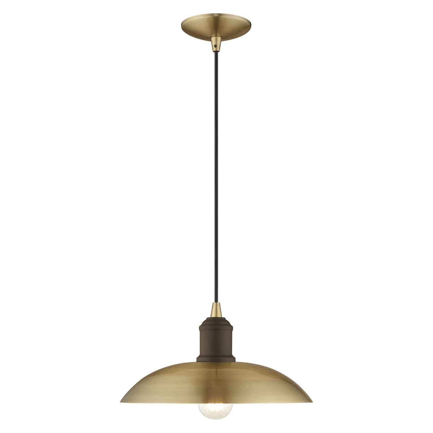 1 Light Antique Brass Single Pendant Pendant Livex