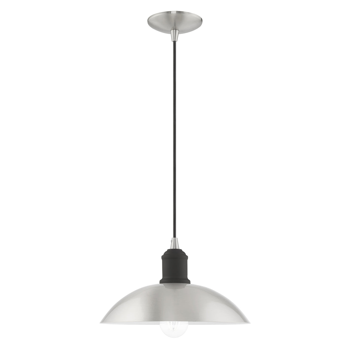 1 Light Brushed Nickel Single Pendant Pendant Livex