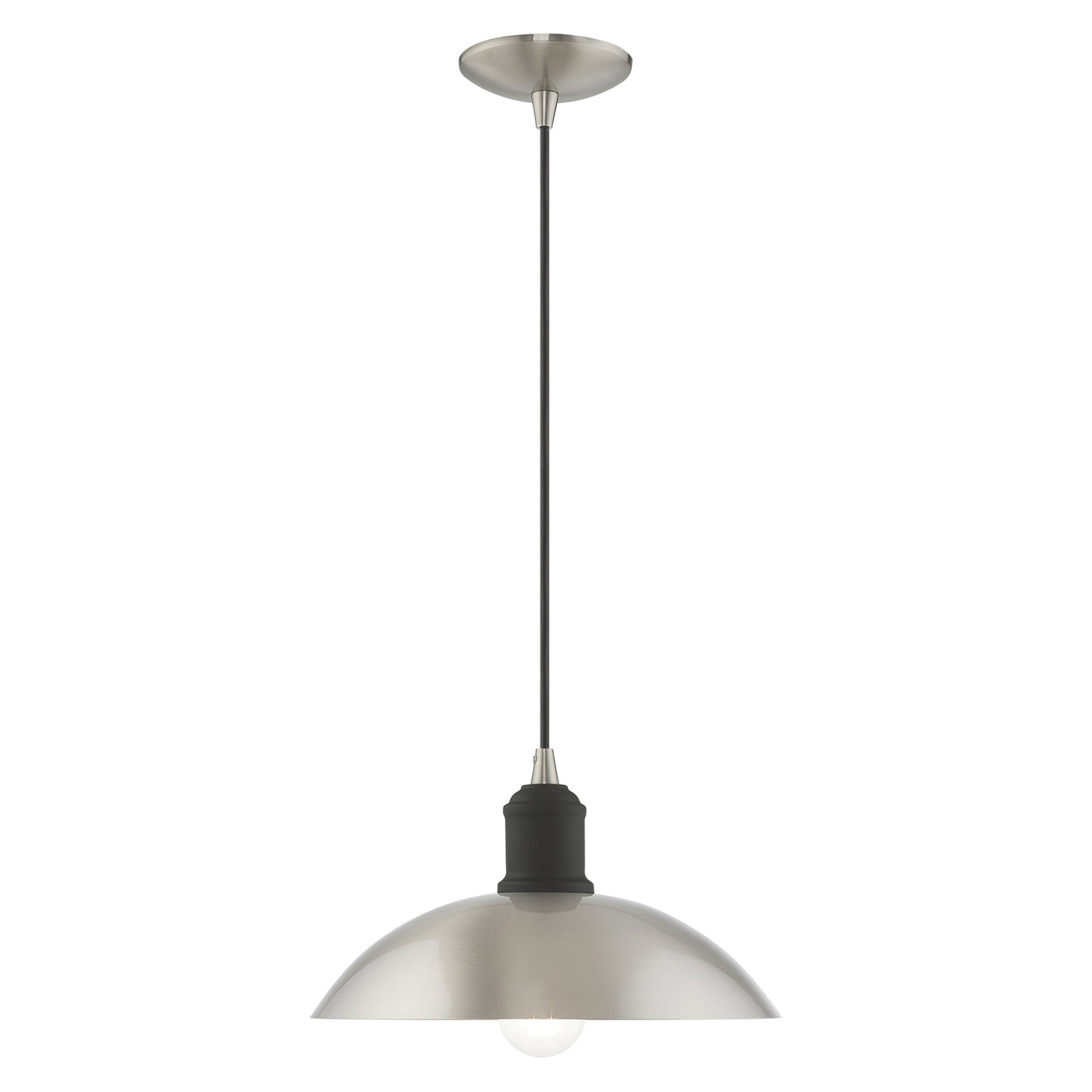 1 Light Brushed Nickel Single Pendant Pendant Livex