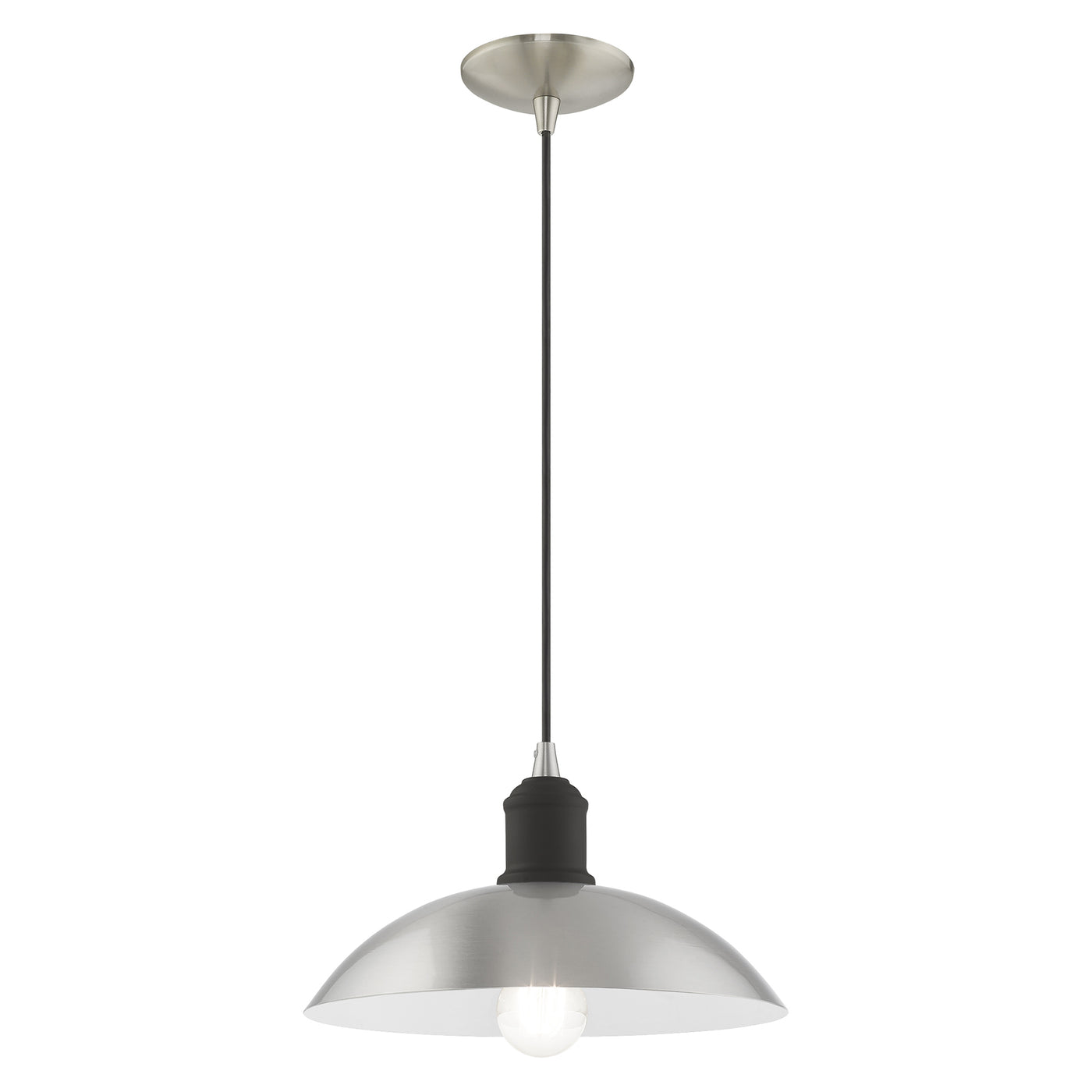 1 Light Brushed Nickel Single Pendant Pendant Livex