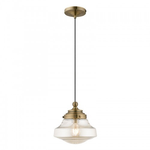 1 Light Antique Brass Single Pendant Pendant Livex