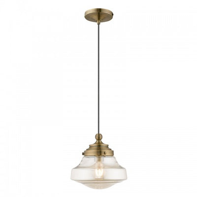 1 Light Antique Brass Single Pendant Pendant Livex