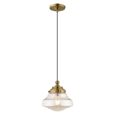 1 Light Antique Brass Single Pendant Pendant Livex