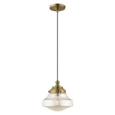 1 Light Antique Brass Single Pendant Pendant Livex