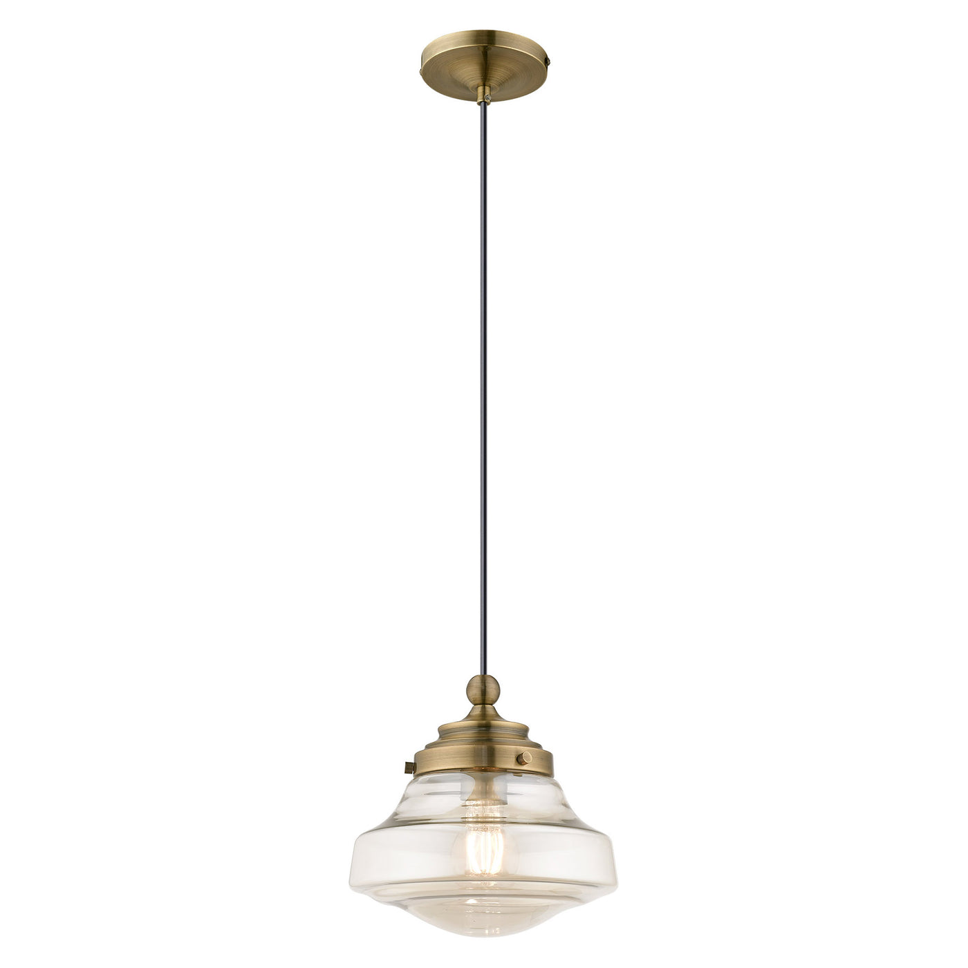 1 Light Antique Brass Single Pendant Pendant Livex