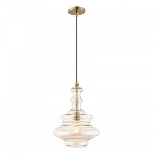 1 Light Antique Brass Single Pendant Pendant Livex