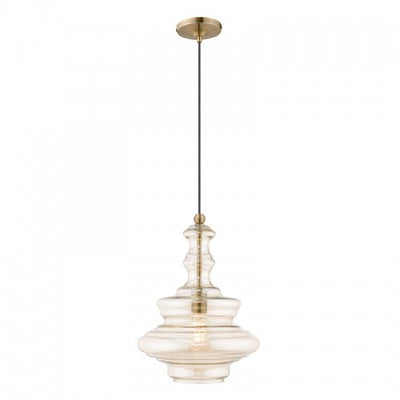 1 Light Antique Brass Single Pendant Pendant Livex