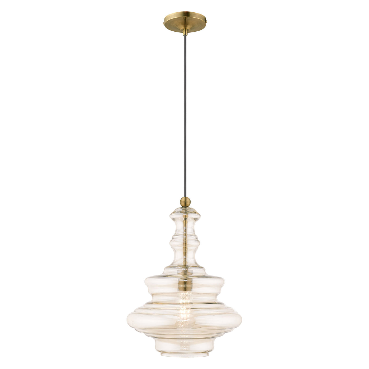 1 Light Antique Brass Single Pendant Pendant Livex