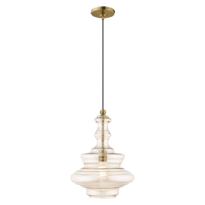 1 Light Antique Brass Single Pendant Pendant Livex