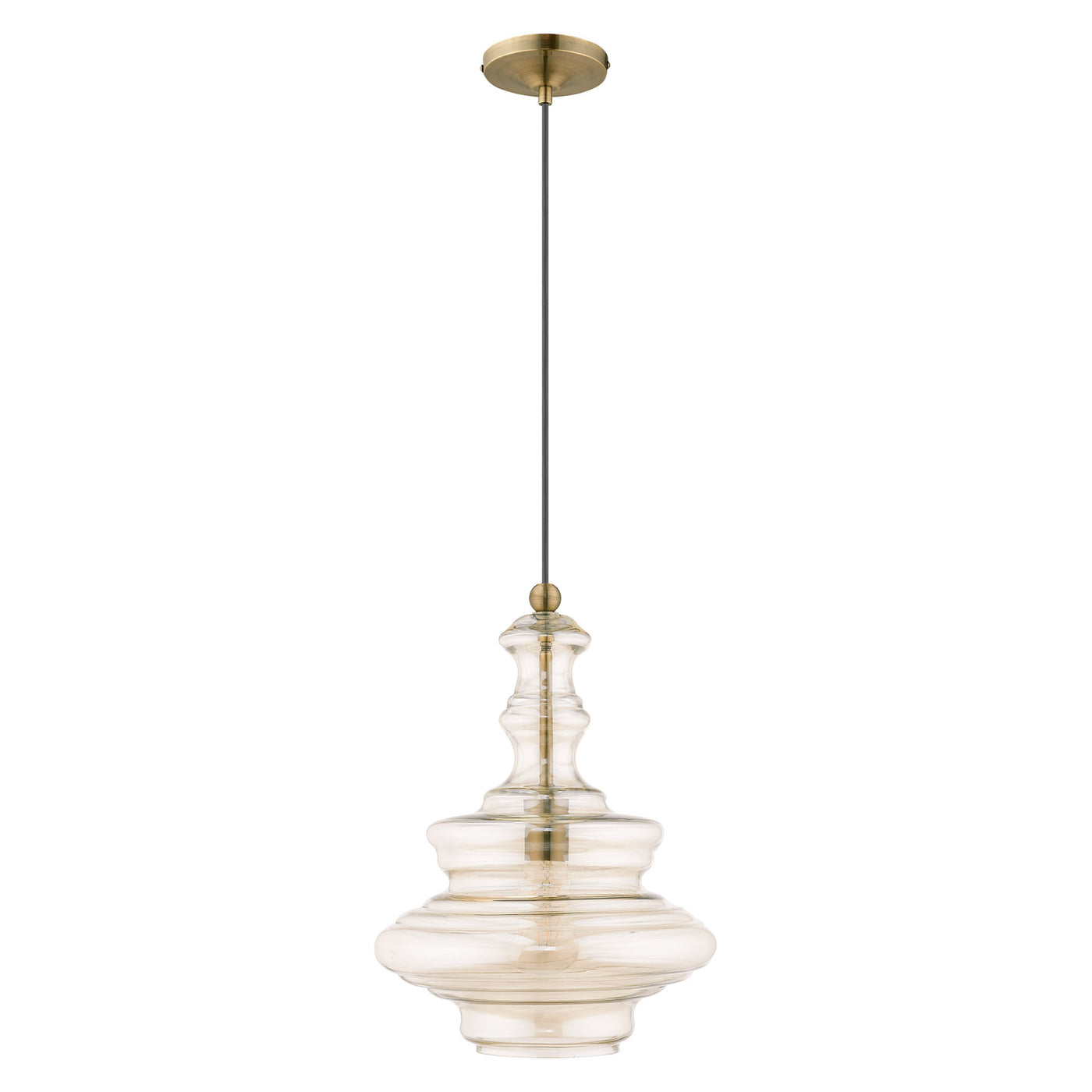 1 Light Antique Brass Single Pendant Pendant Livex