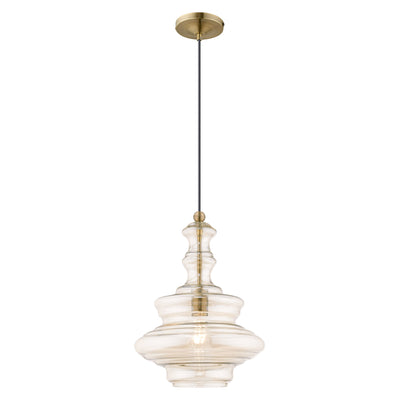 1 Light Antique Brass Single Pendant Pendant Livex