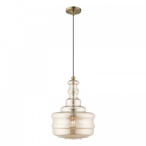 1 Light Antique Brass Single Pendant Pendant Livex