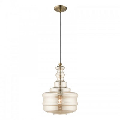 1 Light Antique Brass Single Pendant Pendant Livex