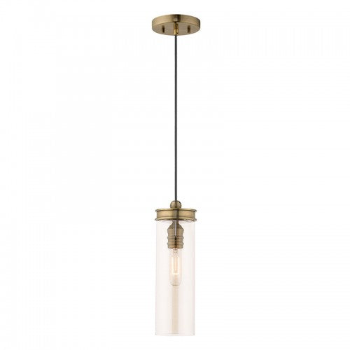 1 Light Antique Brass Single Pendant Pendant Livex