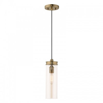 1 Light Antique Brass Single Pendant Pendant Livex