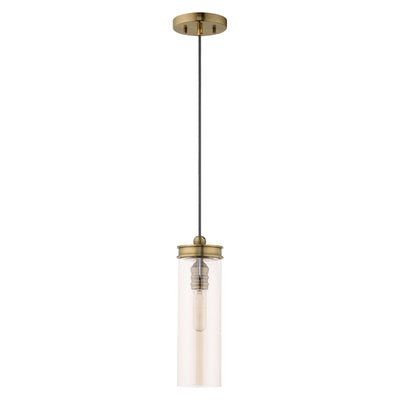 1 Light Antique Brass Single Pendant Pendant Livex